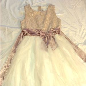 Rare Editions - Tan & Creme Girls Dress